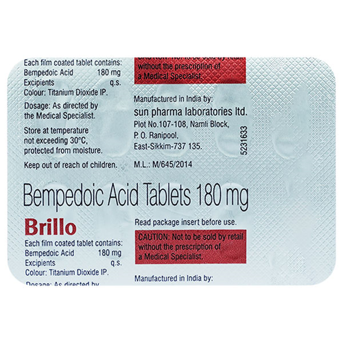 Brillo Tablet (Bempedoic acid) 180 mg